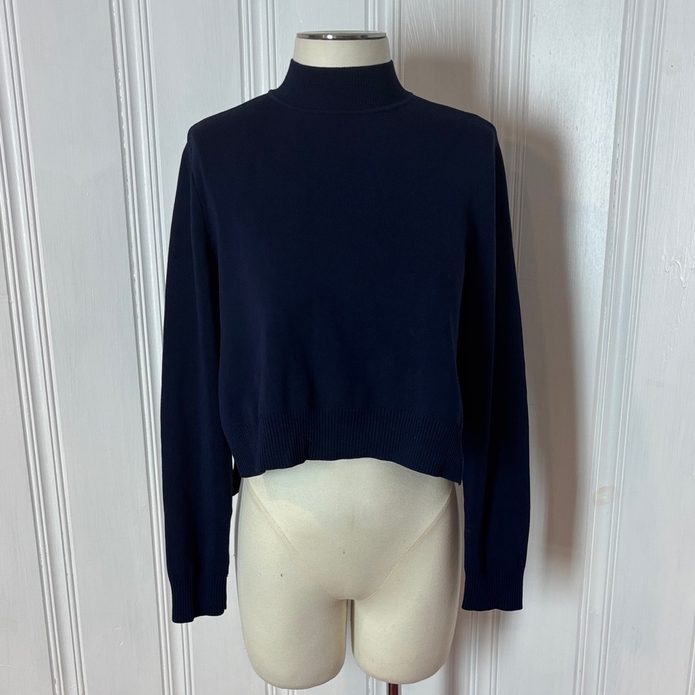TRISTAN Navy Mock Turtleneck Cropped Sweater - size Small (read carefully)